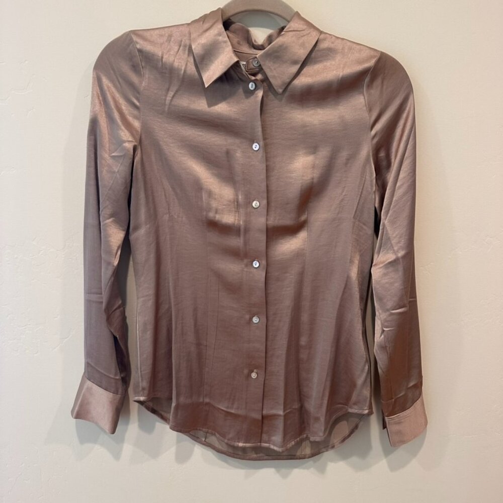 Madewell Satin Shirt Taupe/Champagne Color size 00